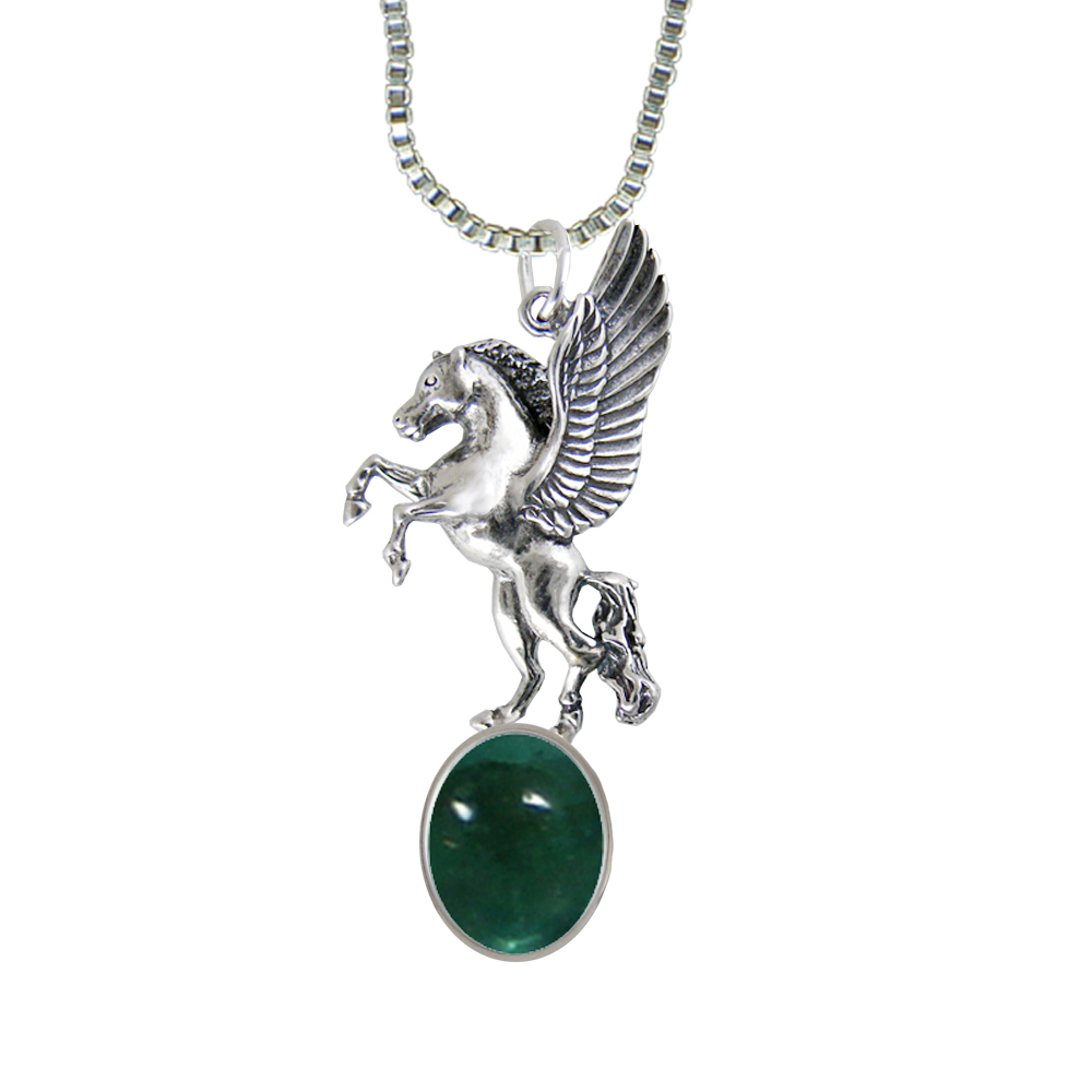 Sterling Silver Unicorn of the Summer Day Pendant With Fluorite